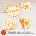 96Pcs First Trip Around the Sun Party Decorations for Girl Boho Sun 1st Birthday Plates and Napkins Sets The Sunshine Number 1 Birthday Decorations for Boho Boys One Year Old Party Supplies Serves 24