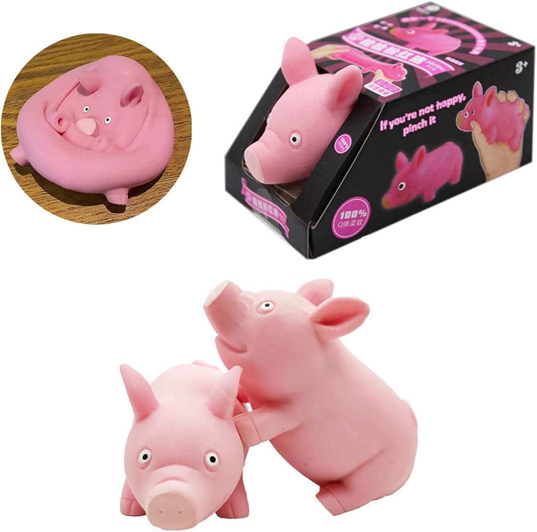 2 x Squishy Toy Pink Pig Gifts for Kids Adults Popping Out Eyes Animal Squishies Anxiety Stress Relief Autism Disorders Funny Piggy Sensory Stress Toy for Girl Boy Women Girlfriend Birthday Party Favors