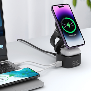 Portable 65W Multifunction Stand Magnetic Foldable Fast Wireless Phone Charger