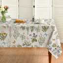 Horaldaily Spring Tablecloth 6084 Inch Rectangular, Watercolor Wildflowers Floral Herbs Washable Table Cover for Party Picnic Dinner Decor