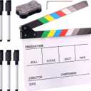 Swpeet 8Pcs 10"x12" Acrylic Film Movie Clapboard Kit, Magnetic Blackboard Eraser, M3 Hex Wrench and 5Pcs Custom Pens Dry Erase Director Clapper Coating Board Slate for Film Fans
