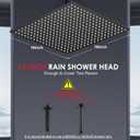 16 inch Matte Black Large Rain Shower Head - All Metal 304 Stainless Steel, Full Body Rainfall Shower with 324 Silicone Nozzles - Waterfall Bathroom Square Showerheads, Ceiling Mounted