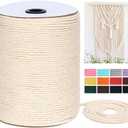 Macrame Cord 4mm x 328Yards(984Feet),Natural Cotton Macrame Rope - 3 Strands Twisted Macrame Cotton Cord for Wall Hanging, Plant Hangers, Crafts, Gift Wrapping and Wedding Decorations