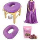 Yoni Seat, Yoni Steaming Kit Yoni Steamer Chair, Yoni Steamer Seat for Toilet, Wood V Steaming Seat Kit with Gown & Cushion for Women Cleansing