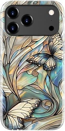 Goodon for iPhone 17 Pro Case Cute - Wireless Charging Compatible - Dual-Layer Hard Shell + Silicone Cover - Protective Phone Case with Trendy Designs for Women - Butterflies Blue Gold