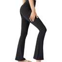 Women Sports Flare Yoga Pants Stretch High Waist Fitness Legging, Black, Medium (Pack of 2)