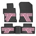 Floor Mats Fit for Honda HRV 2016 2017 2018 2019 2020 2021 2022, All Weather Custom Fit HR-V Rubber Floor Liner Accessories, 1st & 2nd Row, Black & Pink