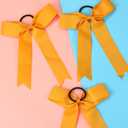 20pcs Collegiate Style Cheer Bows for Girls, Long Tail Skinny Cheer Bow Ponytail Holder Handmade Bows for Girls Teens Softball Cheerleader Sports (Gold)