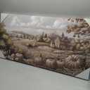 DRLWGTY Large Wall Decor for Living Room Framed Wall Art for Bedroom, Autumn Farm Canvas Wall Art with Pumpkins, Hand-Embellished with Glitter Rustic Vintage Landscape 20"X40"