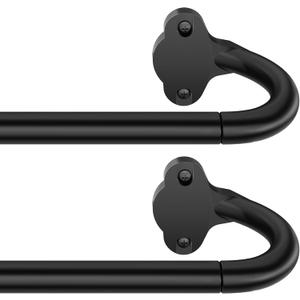 2 Pack Wrap Around Curtain Rod 18 to 45 Inch(1.5-3.75 Feet), 5/8'' Adjustable Heavy Duty Blackout Drapery Rod, Curved Ceiling Mount Room Darkening Curtain Rod for Windows, Black