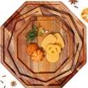Sabary 3 Pieces Acacia Wood Serving Tray Wooden Octagon Bread Fruit Platter Large Decorative Plates Charcuterie Cheese Platter Board Vegetable Food Dish for Salad Pizza Cupcakes(12", 10", 8")