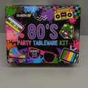 80s Birthday Decorations Party Supplies, 80's Themed Party Tableware 172pcs Serves 20 - Plates, Napkins, Cups, Cutlery, Tablecloth, Banner, Hanging Swirls, Cupcake Toppers for 80s Hip Pop Party