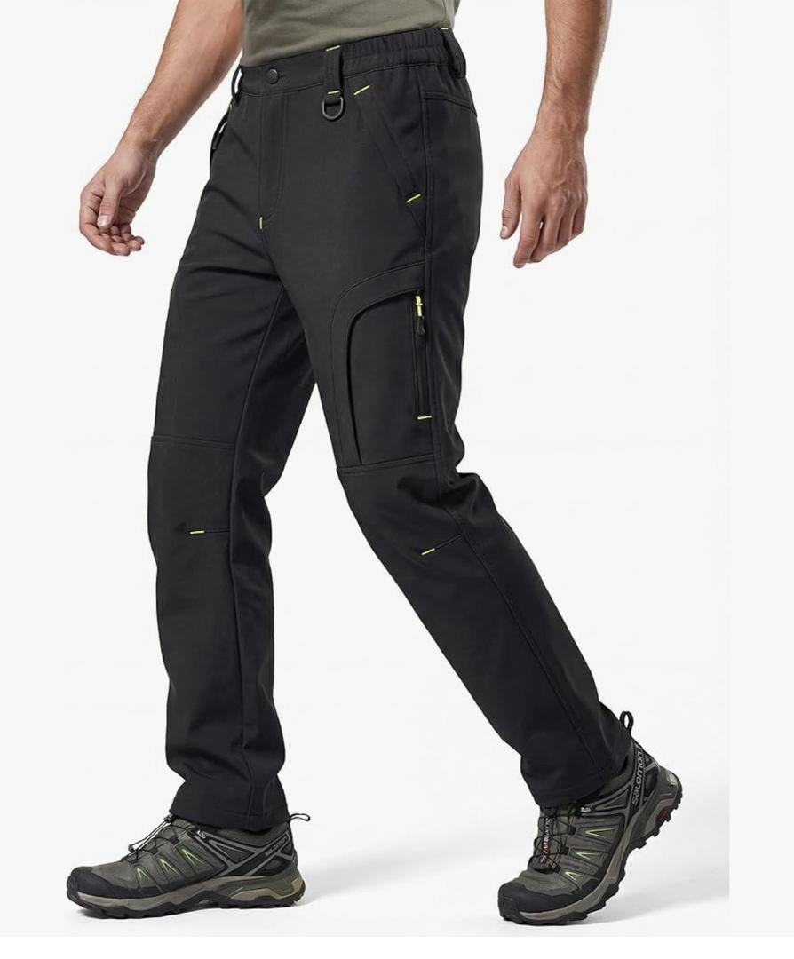 Lizorn Men's Snow Ski Pants Waterproof Insulated Winter Softshell Fleece Lined Hiking Work Snowboard Trousers for ColdWeather. size 40