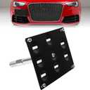 TA Track Front Bumper Tow Hook License Plate Holder Bracket Relocator Compatible For Audi A4 S4 RS4 A5 S5 RS5 Q5 A7 S7 RS7 TT TTS TTRS Gill Mount License Tag Frame Increase Air Intake