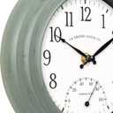 La Crosse Clock 433-3020 8-inch Indoor/Outdoor Sage Green Quartz Wall Clock with Temperature, Small
