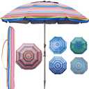 Blissun 7.2' Beach Umbrella with Sand Anchor, Outdoor Portable Beach Umbrella for Sand with Tilt Pole, Carry Bag, Air Vent