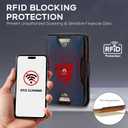 RUNBOX Leather card Holder Wallet for Men and Women, Holds 8+ Cards Plus Cash, RFID Blocking Mens Wallet with Stretchable Cash Band, Massive Capacity Wallet for Front Pocket, Perfect Gifts for Men (05- Black & Blue)