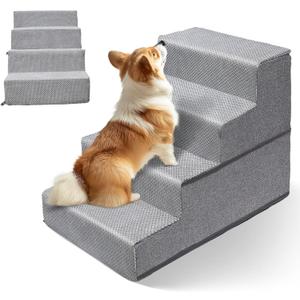 Topmart Dog Stairs for Small Dogs,4-Step,18.1" H, Pet Stairs for High Beds and Couch, Folding Dog Ramps Steps for Small Dogs Cats with Removable Washable Cover