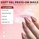 Brown Red Press on Nails Almond with Nail Tabs,120pcs Medium Almond Press on Nails,12 Sizes Glossy Brown Red Medium Fake Nails, Full Cover Acrylic Nails Press ons for Women