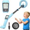 DR.TEK Metal Detector for Kids, Lightweight Kids Metal Detector with Intuitive LCD Display, Adjustable 27.5-39.7 Waterproof Metal Detectors with 6.6 Inch Coil for Kid Aged 3-12, Blue