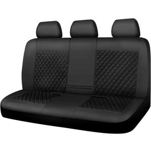 CAR PASS Faux Leather Back Seat Cover, Universal Quilting Waterproof Bench Rear Seat Cover Universal car seat Cover Fit 95% Automotive Interior Covers for Sedans SUVs Vans Small Trucks, All Black (Partial Set (Rear))