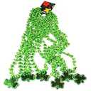 JOYIN 24 Pcs St Patricks Shamrock Necklaces, Green Clover-Shaped Bead Necklace with Pendant for St. Patrick's Day Party Supplies Dressing-up Accessories Party Favors, Irish Leprechaun Plastic Jewelry(Green)