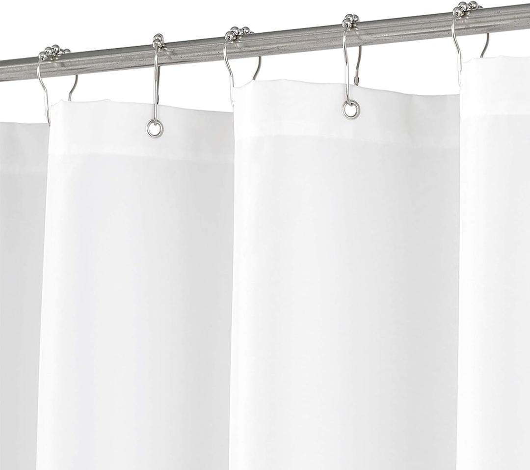 N&Y HOME RV Shower Curtain or Liner 36 x 64 inches with Magnets, Washable Fabric, Water Repellent, White Bathroom Curtains with Grommets, 36x64