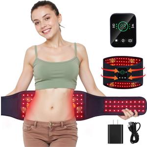Red Light Therapy Belt for Back & Abdomen, 5000mAh Cordless Infrared Waist Wrap with Pulse/3-Mode Vibration Massage  Pain Relief, Muscle Relaxation & Circulation Boost, Ideal Gift for Mom & Dad