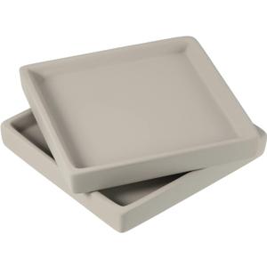 PATIKIL Plant Pot Saucers 5 Inch, 2 Pack Ceramic Square Flower Drip Tray for Indoor Outdoor, Gray