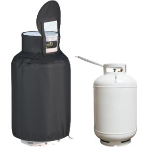420 lb Propane Tank Cover, Heavy Duty 600D Waterproof and Dustproof Oxford Fabric, Double Fabric, Top Zipper Design for Easy Opening and Closing of Valves, for 420 lb Propane Tanks, Black