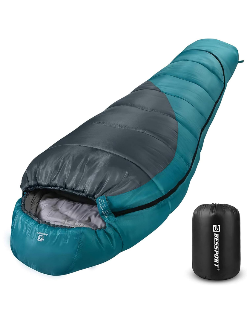 Bessport Mummy Sleeping Bag | 15-45 ℉ Extreme 3-4 Season Sleeping Bag for Adults Cold Weather– Warm and Washable, for Hiking Traveling & Outdoor Activities