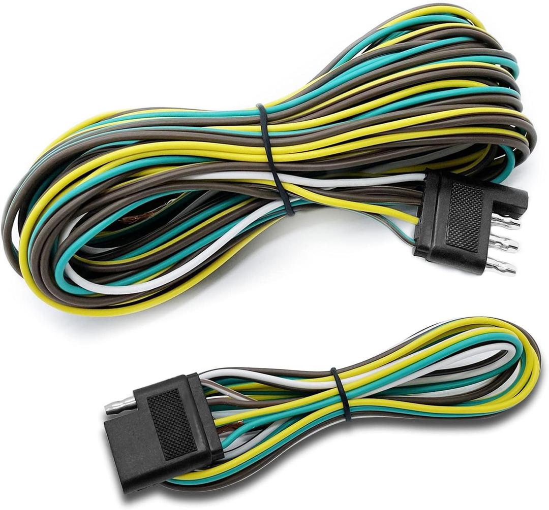 LIMICAR Trailer Wiring Harness Kit, 25ft Trailer Wire with 4 Flat Extension Connector, 4 Pin Flat Wishbond Wiring Light Kit for Utility Boat