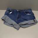 LookbookStore Women's High Waisted Rolled Hem Distressed Jeans Ripped Denim Shorts, size 16