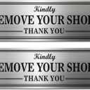 2pcs Metal Stainless Steel Remove Your Shoes Sign for Door,With Self Adhesive,9x3in(No Shoes2pcs), 3x9