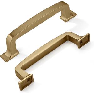 Khtumeware 10 Pack 3-3/4 Inch Brushed Brass Gold Drawer Pulls Handles for Cabinets (3-3/4"/96MM Hole Center)