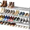 LINZINAR Shoe Rack 3 Tier Long Metal Shoe Organizer for Closet Entryway Grey