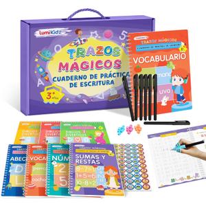 Spanish Magic Grooved Writing Practice for Kids Ages 3-8 Reusable Grooved Handwriting Practice Books for Kids 5-7 Preschool Tracing Learning Activities Educational Valentines Day Gifts for Kids