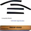 Window Visors Rain Guards fits 2014-2021 Cherokee, Out-Channel Window Wind Deflectors Vent Shades Accessories, Dark Smoke 4 Pcs, 2015 2016 2017 2018 2019 2020