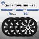 15 Inch ABS Hubcaps for 2016-2022 Toyota Prius, 2017-2022 Prius Prime, 2020-2024 Corolla Hybrid LE, Fits OEM Alloy Wheel #42611-47441, Direct Replacement Silver & Black Wheel Covers 4-Pack