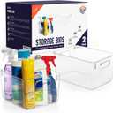 ClearSpace Clear Plastic Storage Bins  Pantry Organizers & Storage Containers, Cabinet Organizer - Home Organization Must Haves for Kitchen, Laundry Room, Office, Closet, Garage & Freezer (2 Pack)