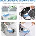 SetSail Dish Brush with Handle, 2 Pack Stiff Bristles Dish Scrubber with Built-in Scraper Dish Scrub Brushes for Cleaning Dishes, Pots and Pans, Kitchen Sink (Black-blue)