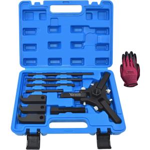 Harmonic Balancer Puller, Harmonic Balancer Damper Pulley Puller Kit, Compatible with Ford GM Chrysler Cadillac Chevy Trucks Mitsubishi, Adjustable Upgraded 3 Jaw Puller for Removal (Blue Case)