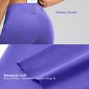 MCEDAR Compression Leggings No Front Seam for Women 25" with Pocket High Waisted Tummy Control Yoga Pants Periwinkle Purple-CS