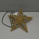 Christmas Star Tree Topper, 9.5 in Plug in Golden Glittered 3D Star Tree Topper, Metal Hollow Designed Built-in 10 Bulbs String Lights for Indoor Office Christmas New Year Holiday Tree Decoration