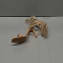 Women's Heels Strappy Ankle Strap High Heels 3.5 Inch Heeled Square Open Toe Sandals for Women (7, Nude)