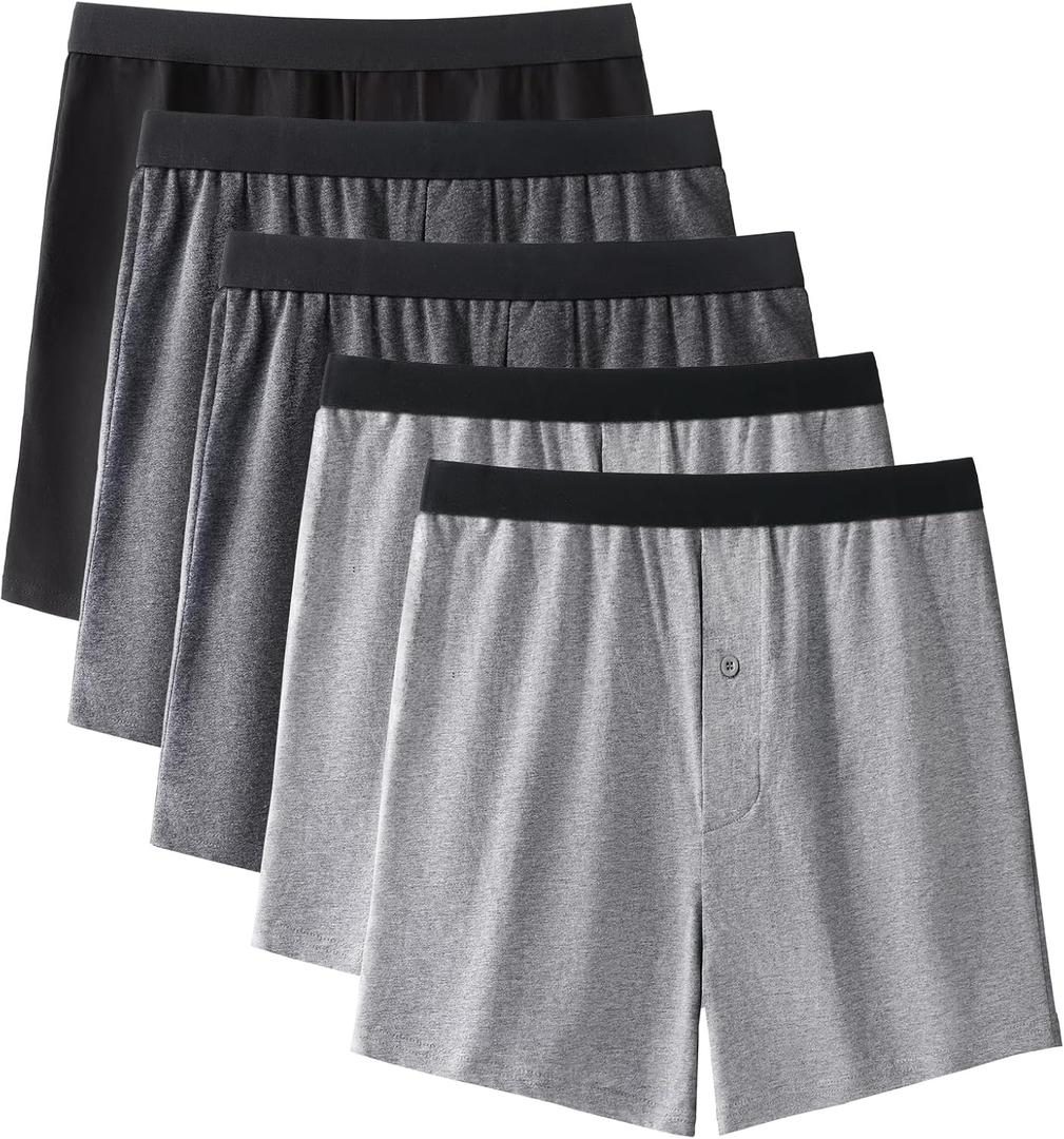 Mens Boxers Shorts Breathable Cotton Underwear Boxers For Men Pack (Small, A-black+2light Grey+2dark Grey)