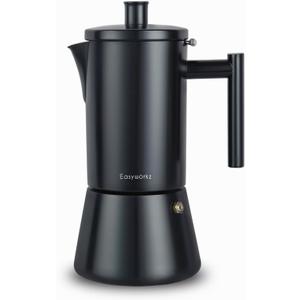 Easyworkz Diego Stovetop Espresso Maker Stainless Steel Italian Coffee Machine Maker 12Cup 17.5 oz Moka Pot Induction Espresso Pot - Matte Black