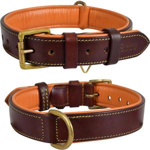 Leather Dog Collar | Leather Collar for Extra Large Dogs, 1.5 Inch Wide Brown Dog Collar | Genuine, Full Grain, Heavy Duty, Comfortable, Padding | (X-Large (Fit Neck Size 22"-26"), Brown)