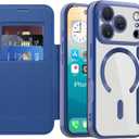 LEMAXELERS Magnetic Case for iPhone 17 Pro, Compatible with MagSafe, Flip PU Leather with Card Holder RFID Blocking Shockproof Protective Cover for Apple iPhone 17 Pro 6.3", Dark Blue WD