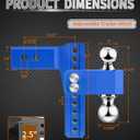 METOWARE Adjustable Trailer Hitch for 2.5 Inch Receiver, 8" Drop/Rise Heavy Duty Aluminum Tow Hitch, 18,000 LBS GTW, Dual Ball (2" & 2-5/16"), Double Stainless Steel Locks & Hitch Pin (Blue)